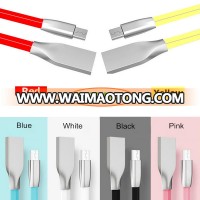 New Arrival 2017 2.4A Zinc Alloy Plug Flat Micro USB Cable for Samsung Android Phone