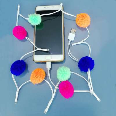 2019 made in China Fuzzy Ball 2 in 1 light car charging cable